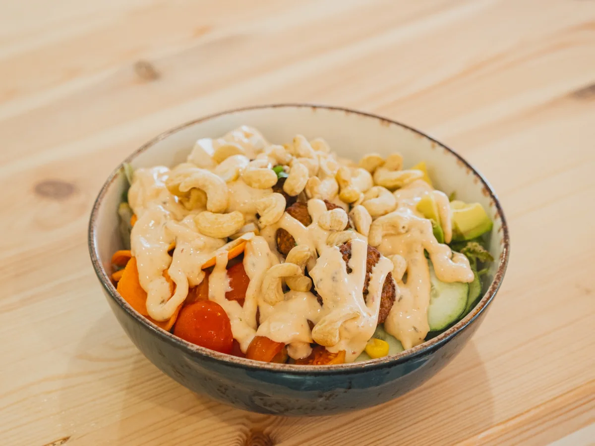 Healthy bowl prepared with fresh ingredients